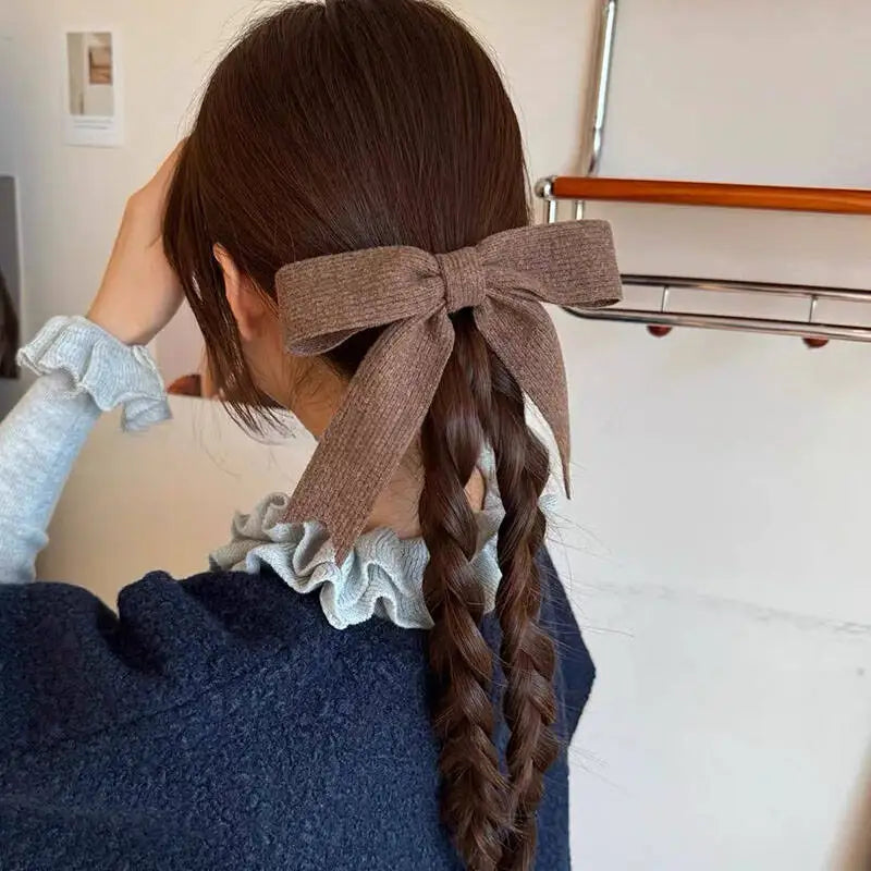 Korean Knitted Bow Hair Clip – Sweet Duckbill Hairpin for Women