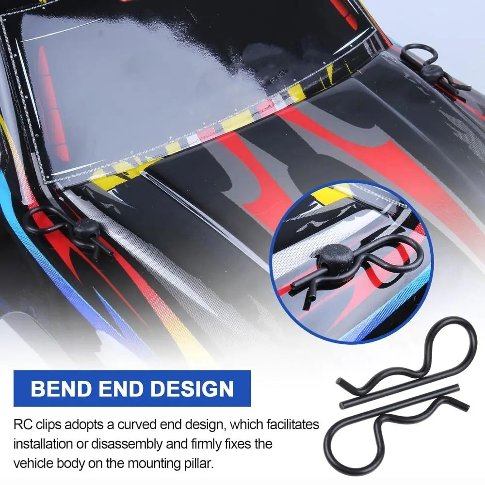RC Body Clips Metal R-Type 1/8 & 1/10 Scale – 100-Pack