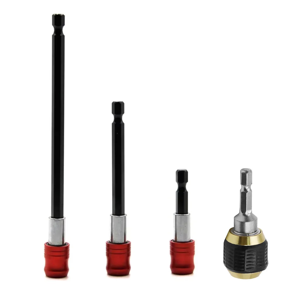 4-Pc Hex Shank Quick-Release Self-Locking Drill Extension Bar