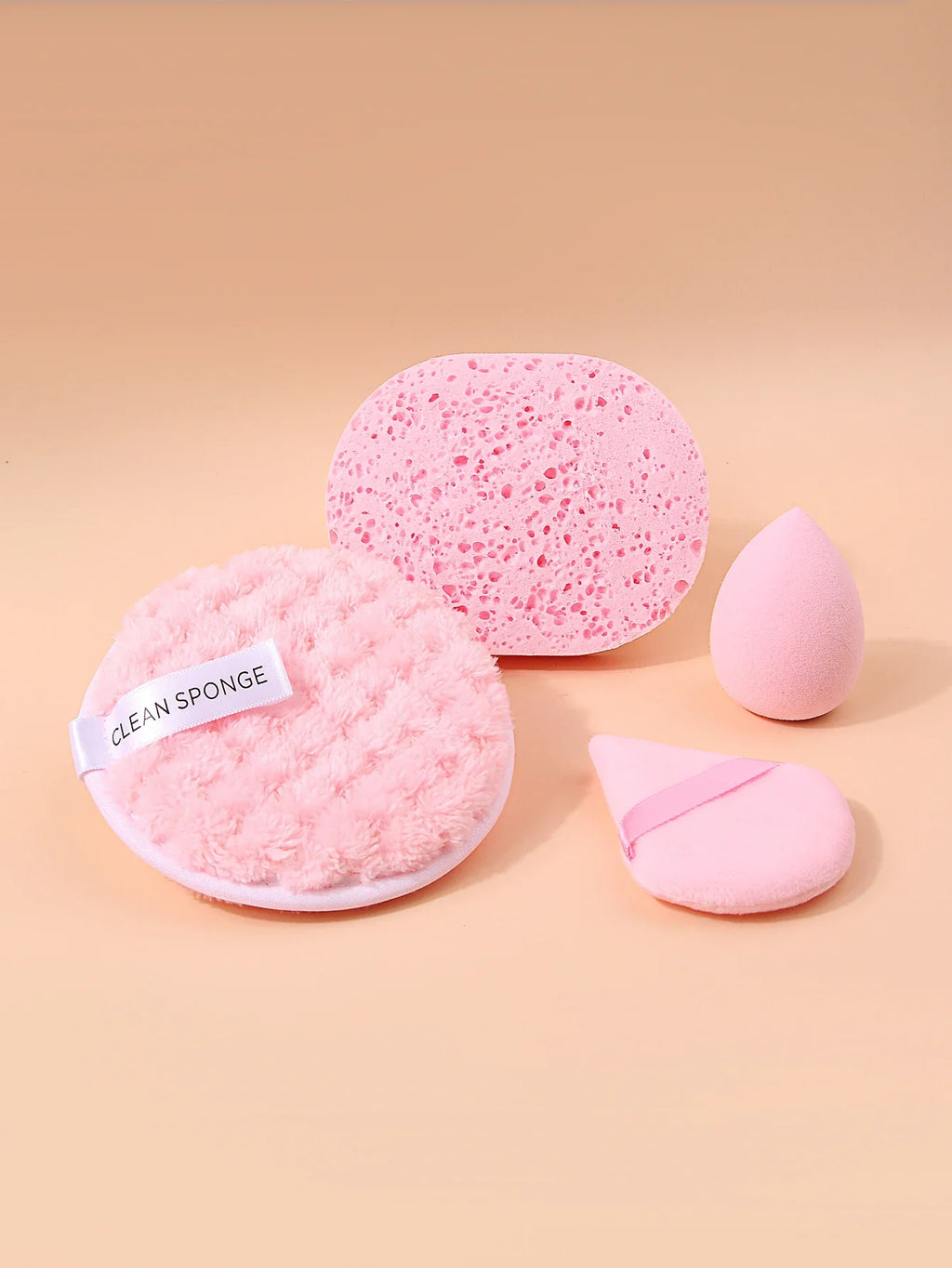 4-Piece Facial Cleansing Sponge Set – Wet & Dry Powder Puff