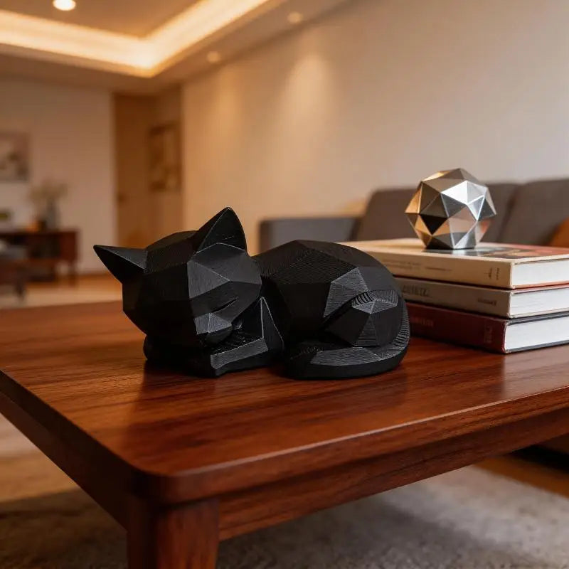 Geometric Sleeping Cat Ornament | Boho Minimalist Home Decor