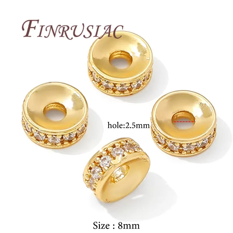 18K Gold Plated Zircon Flower Beads – DIY Jewelry Making