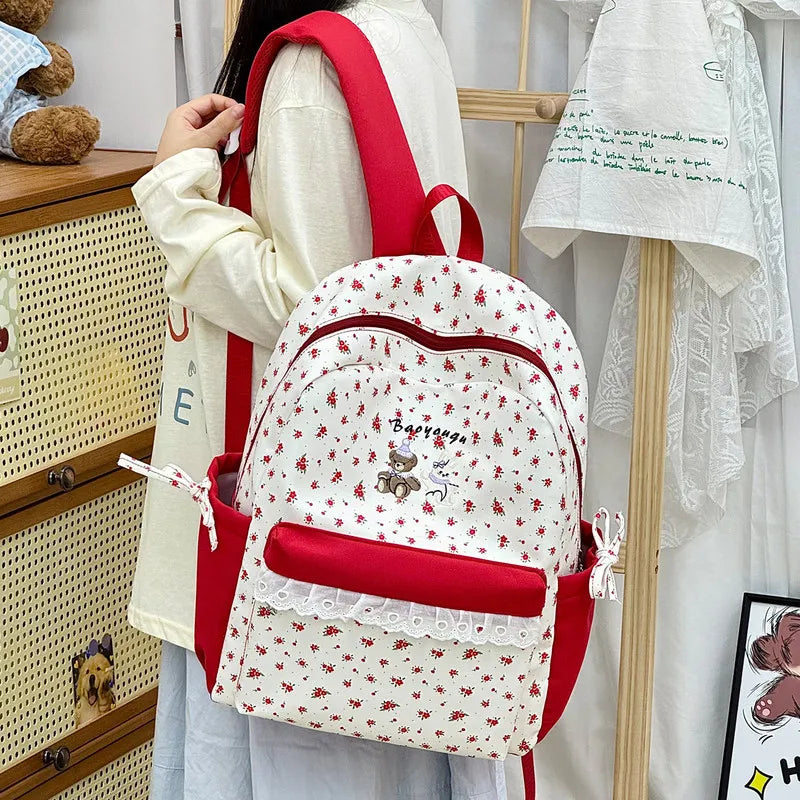 Japanese Cartoon Print Backpack for Girls – Cute School Bag