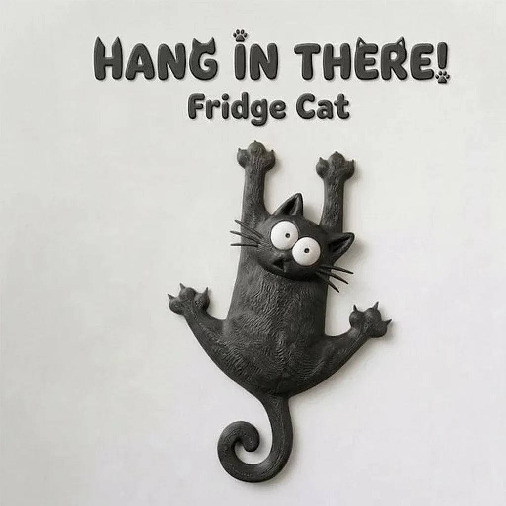 Cute Hanging Cat Refrigerator Magnet – Fun Kitchen Decoration