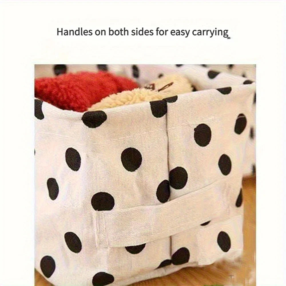 Foldable Canvas Storage Basket with Handle – Cotton & Linen