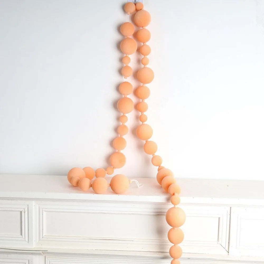 Multicolor Flocking Ball String Christmas Hanging Decoration