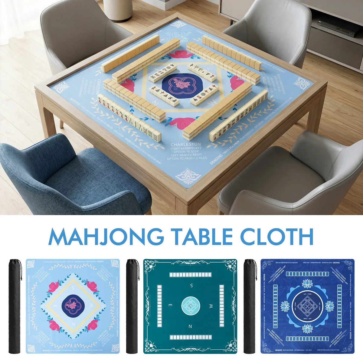 80x80cm Mahjong Table Mat – Anti-Slip Rubber Game Mat