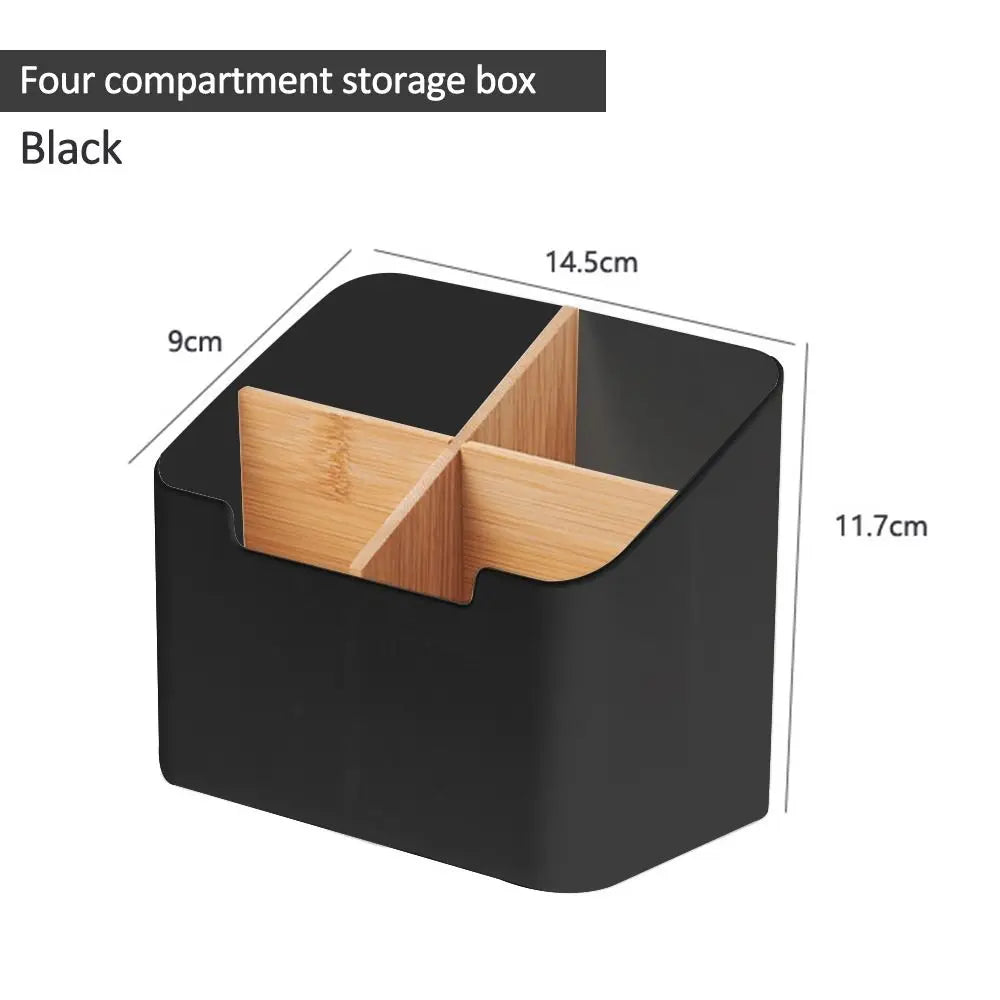 Wooden Remote Control Organizer & Desktop Storage Box