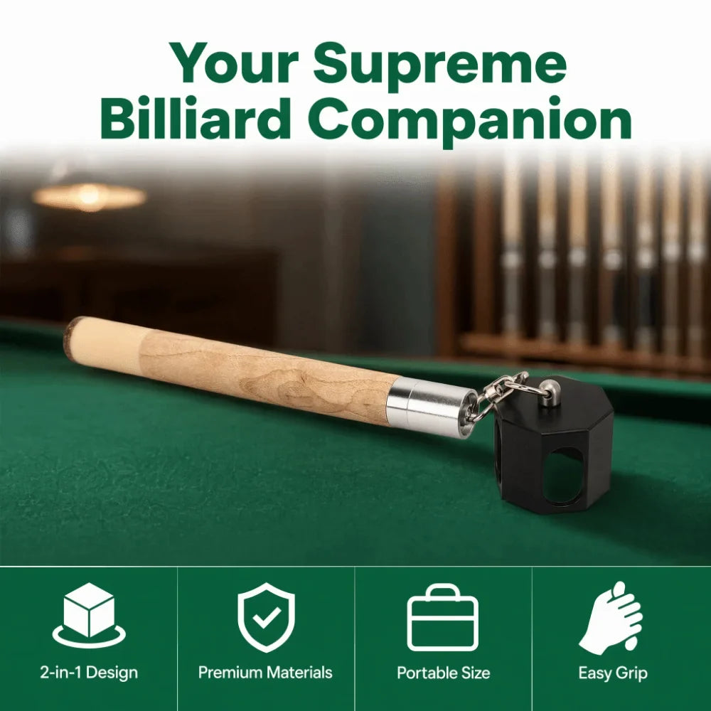 2-in-1 Pool Cue Chalk Holder & Tip Pricker – Wood & Metal