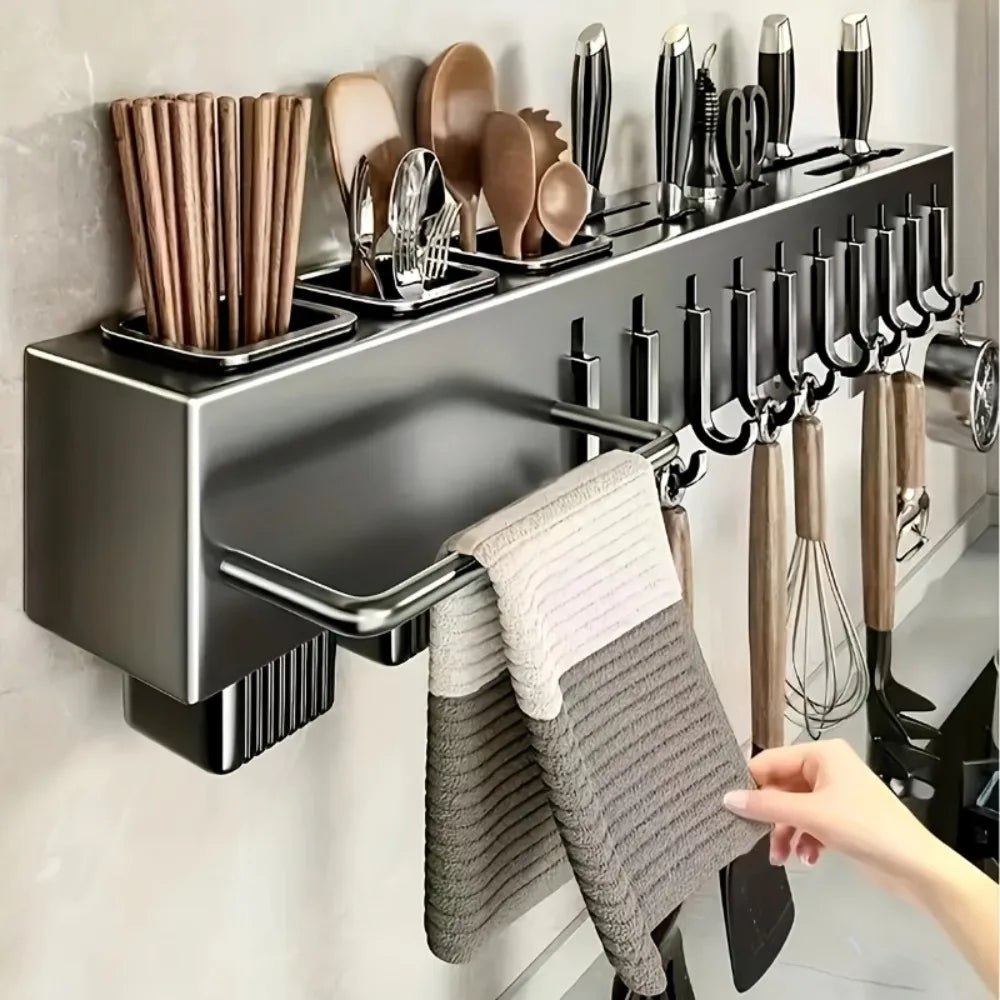 Wall Mount Knife Holder & Cutting Board Organizer Rack