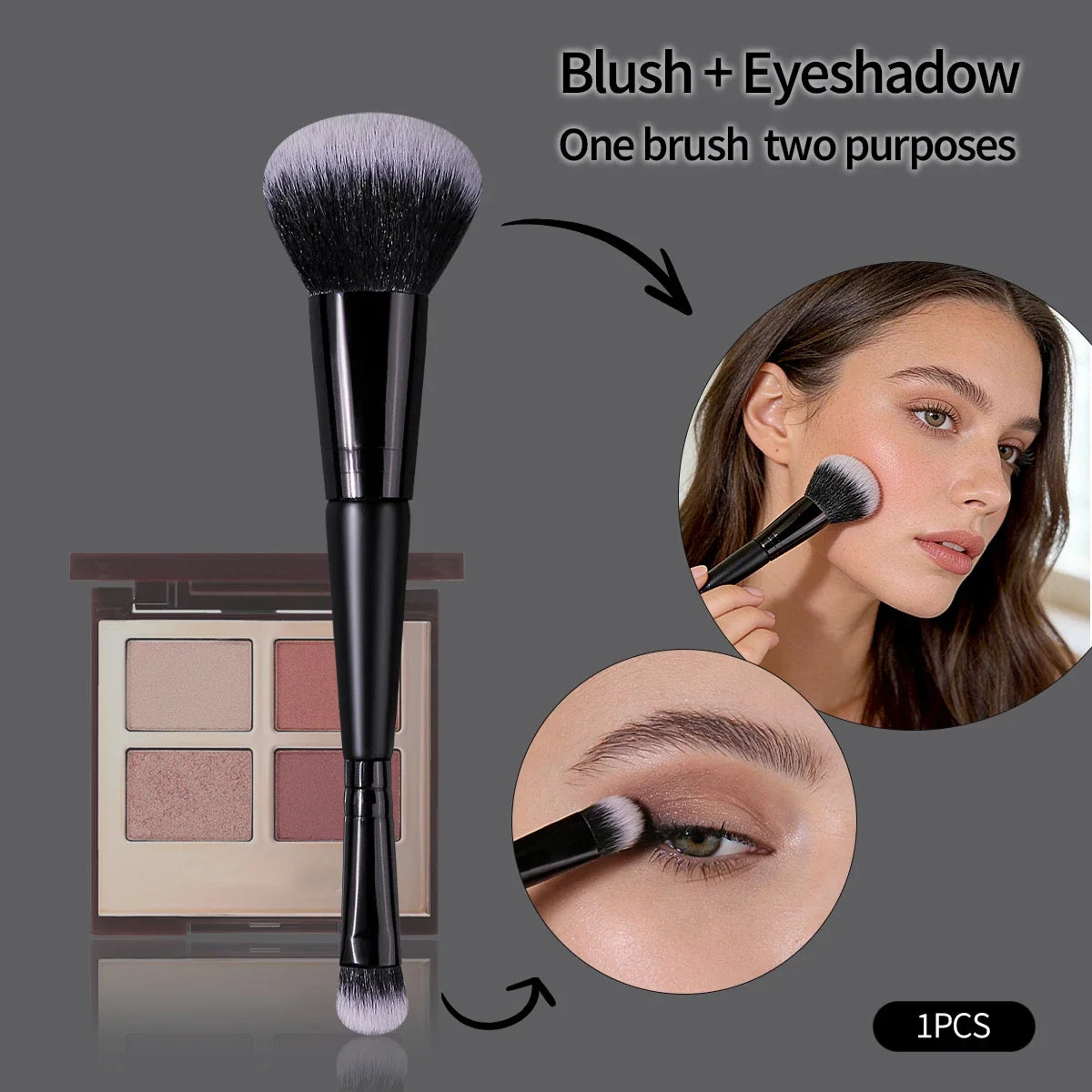 2-in-1 Double Head Makeup Brush – Foundation & Blush Tool