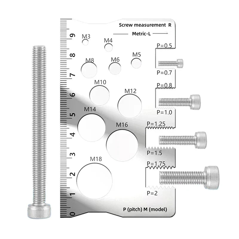 Stainless Steel Thread Pitch Gauge for Screws Bolts & Nuts