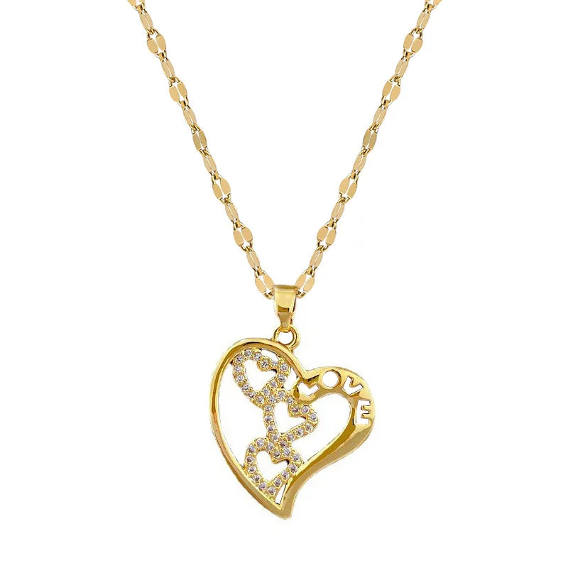 Women's Gold Heart Pendant Necklace | Copper & Zircon Choker