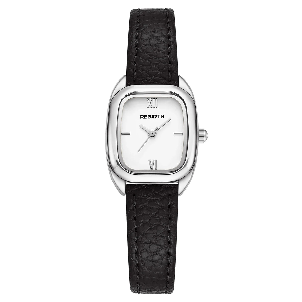 REBIRTH Square Women's Quartz Watch – Brown Leather Strap