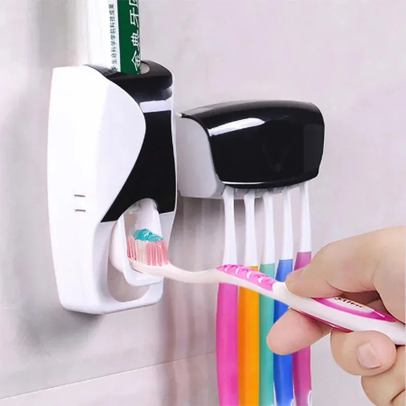 Wall Mounted Toothbrush Holder & Toothpaste Dispenser Set