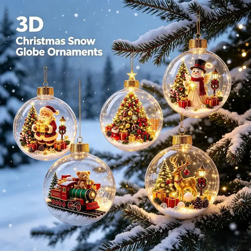 LED Luminous Christmas Crystal Ball Ornament – Santa & Snowman