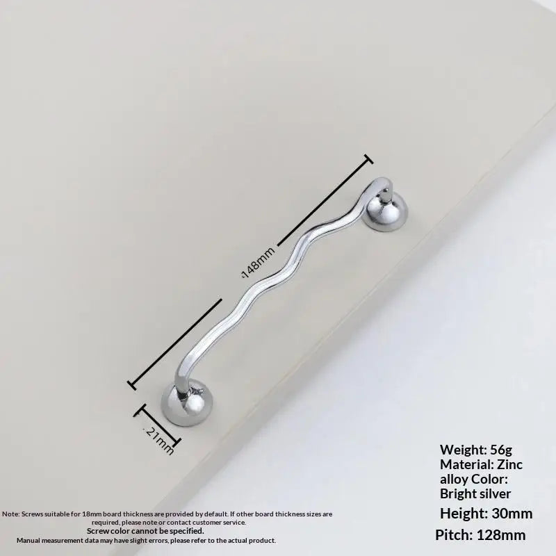 Zinc Alloy Wavy Cabinet Pull Handle – Modern Kitchen & Bath