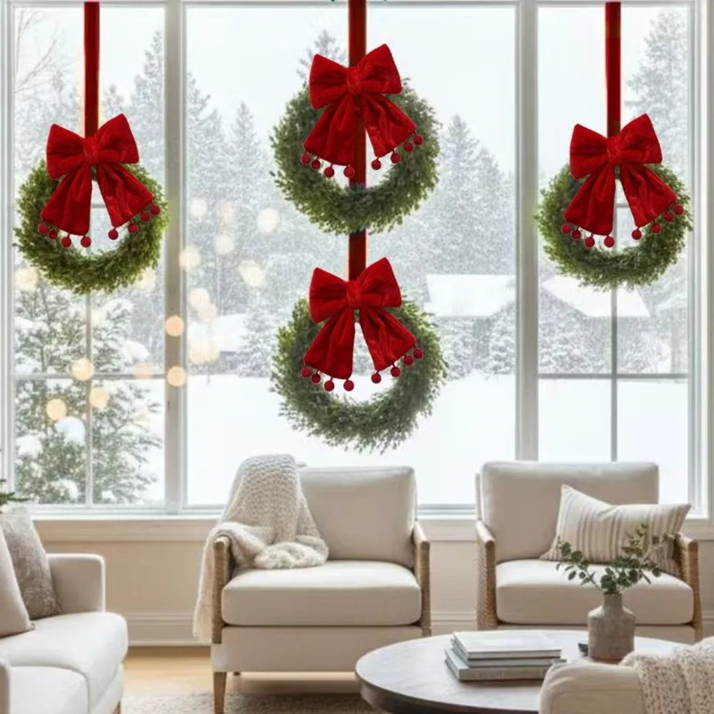 Red Fabric Christmas Bow Ornament – Tree, Wreath & Door Decor