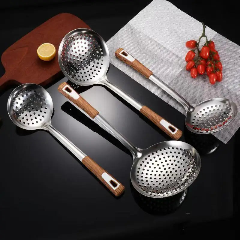 Stainless Steel Colander Spoon – Oval Oil Skimmer & Mesh Sifter