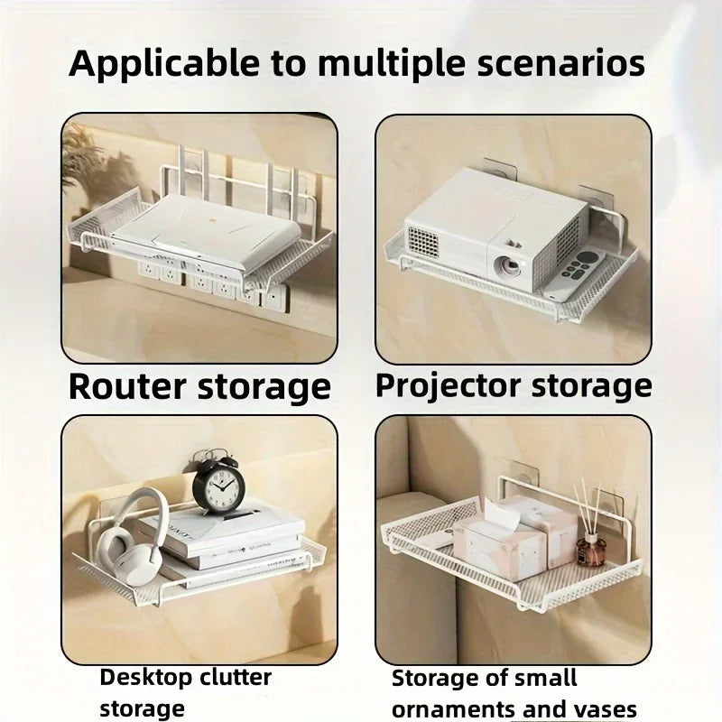 No-Drill Stainless Steel Wall-Mounted Router & WiFi Shelf