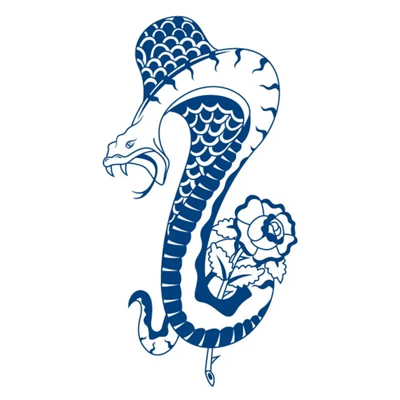 Blue Snake Temporary Tattoo Sticker – Waterproof Body Art