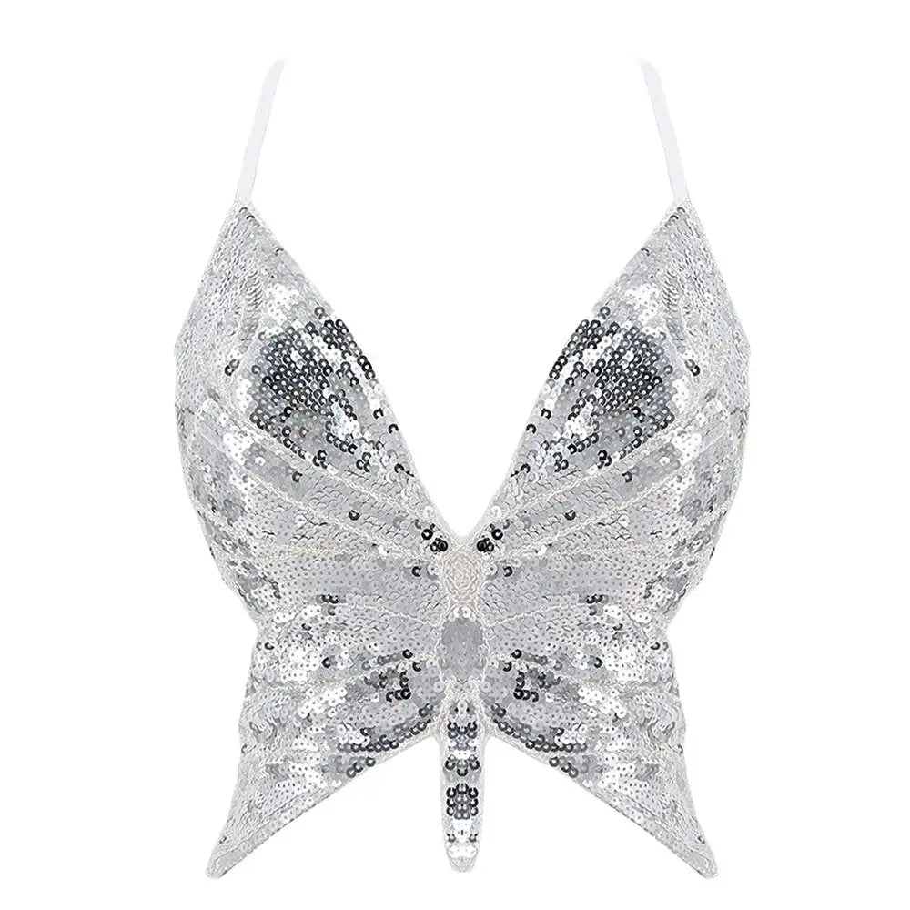 Women's Sparkly Sequin Halter Bra – Belly Dance Crop Top