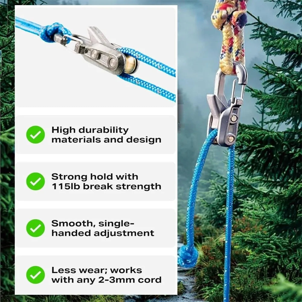 Knot-Free Rope Tensioner Set – Locking Paracord Adjuster