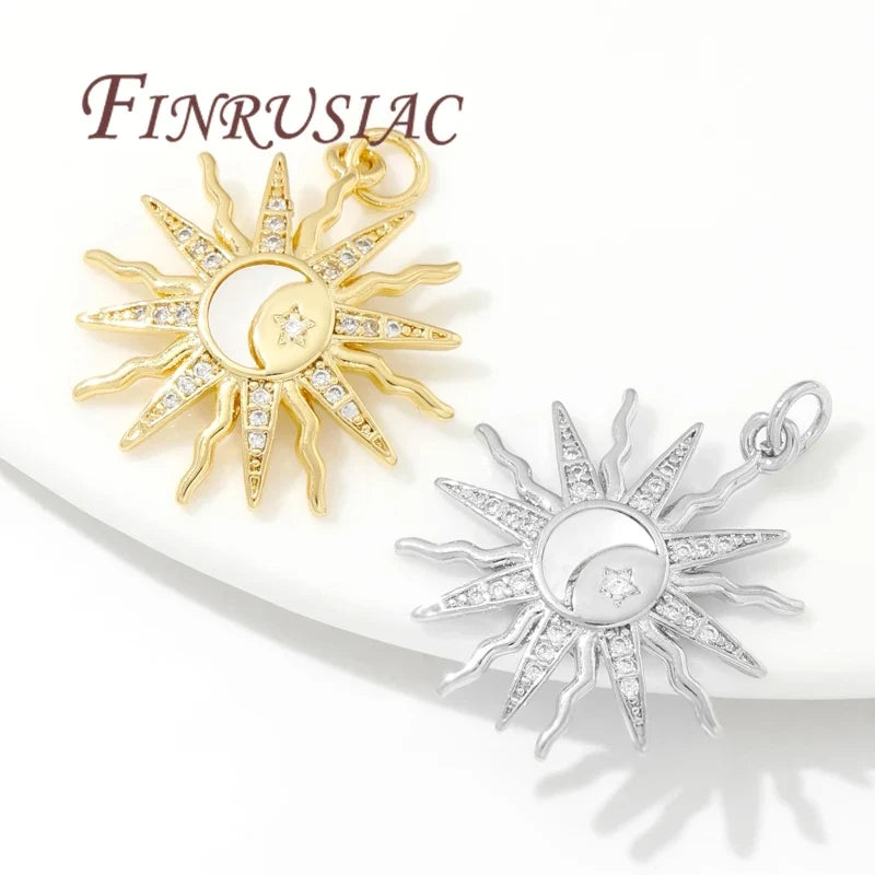 18K Gold Plated Sun & Star Pendant Charms | DIY Jewelry Findings