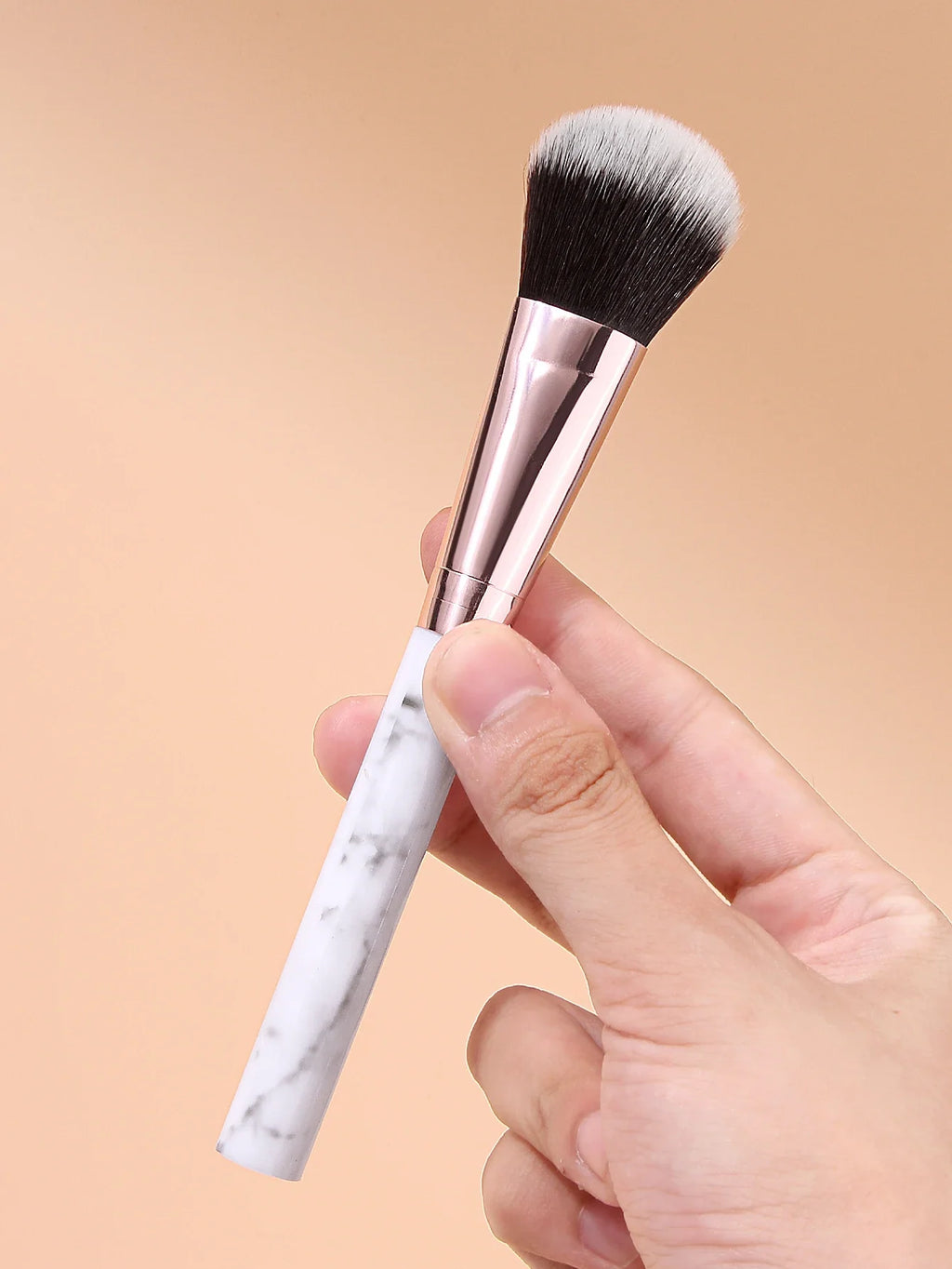 3-Piece Marble Handle Makeup Brushes – Powder, Blush & Foundation