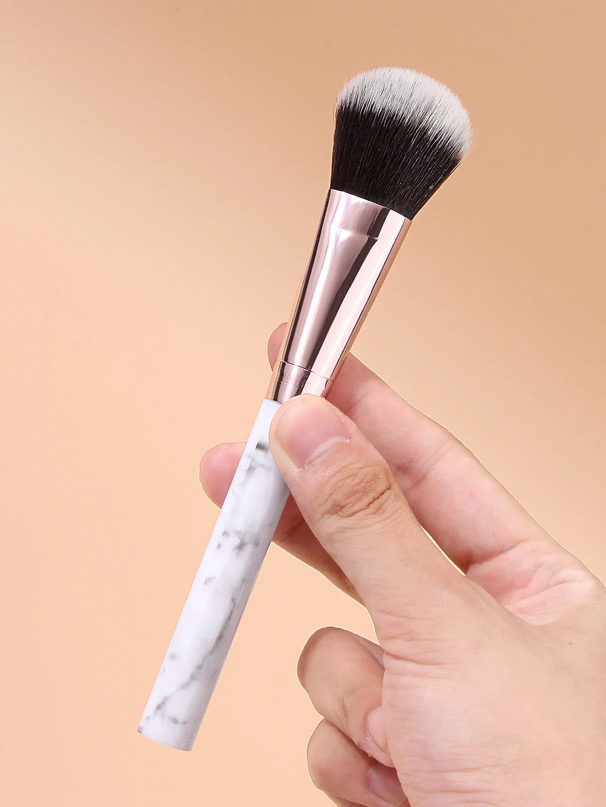 3-Piece Marble Handle Makeup Brushes – Powder, Blush & Foundation