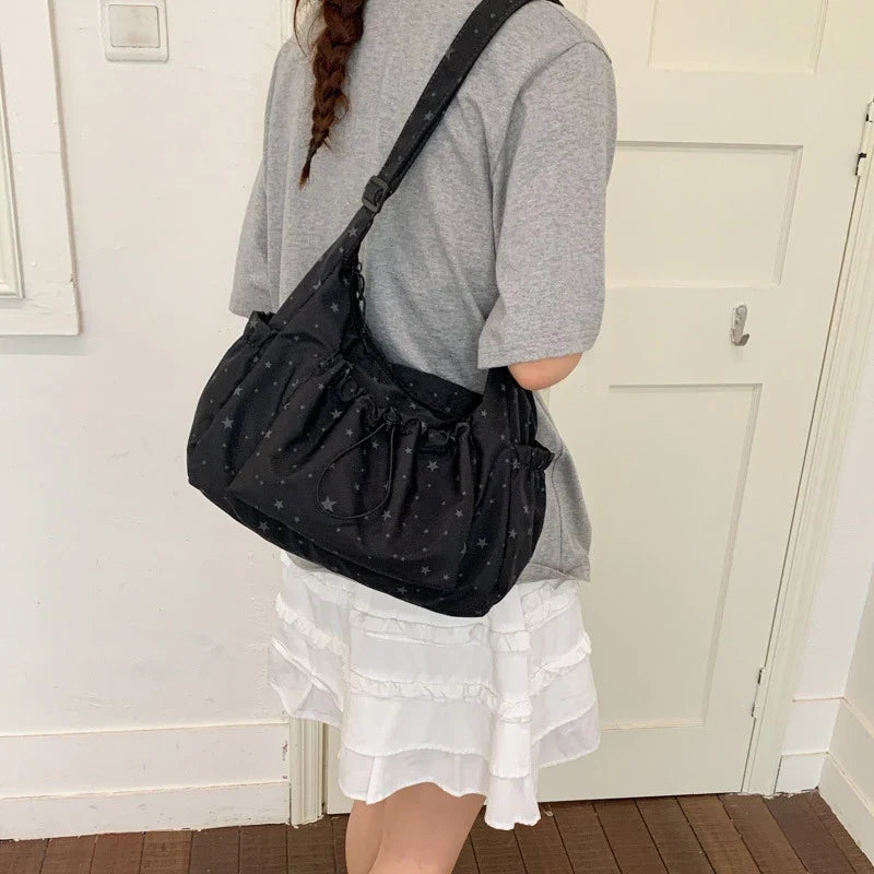 Korean Croissant Pleated Crossbody Shoulder Bag – Large Capacity