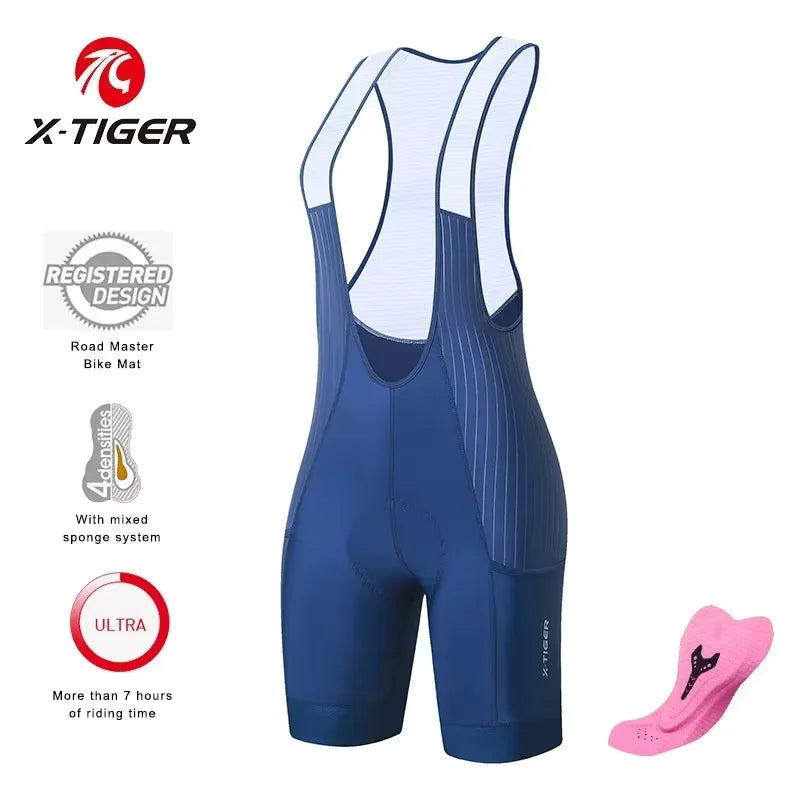 X-TIGER Women's Cycling Bib Shorts – Cushioned & Breathable