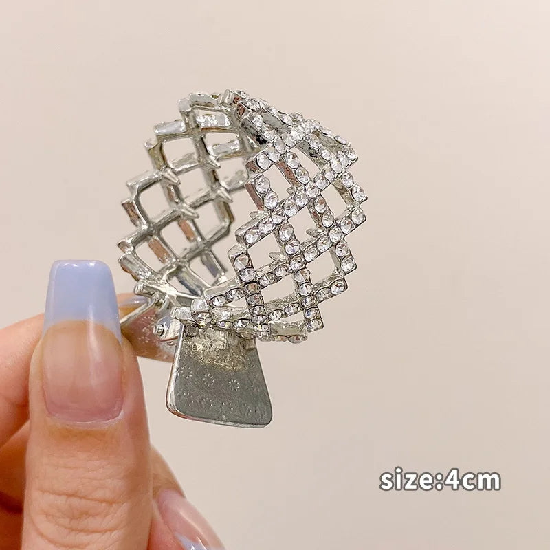 Korean Pearl Crystal Hair Claw Clips – Geometric Style