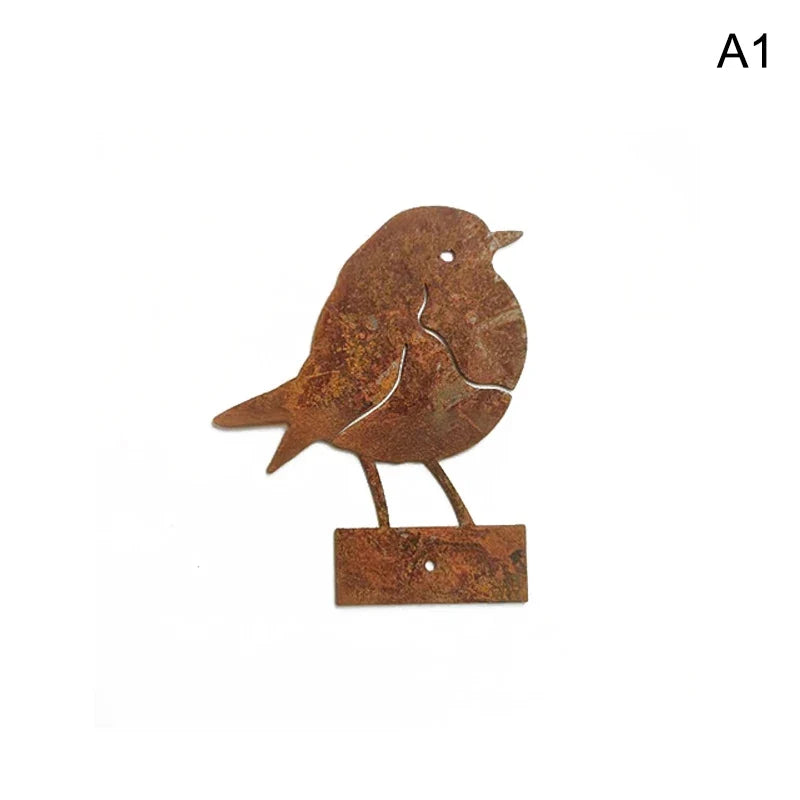 Rustic Metal Bird Statue – Iron Art Outdoor Garden Sculpture
