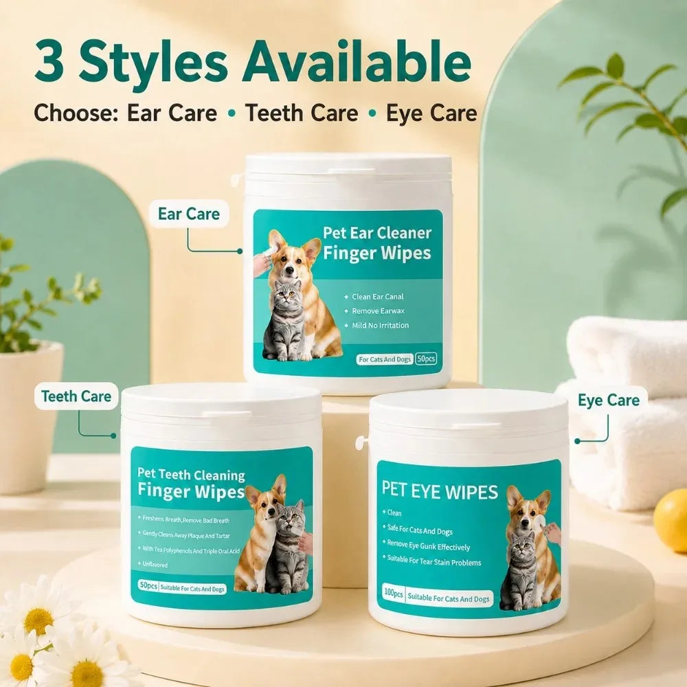Pet Grooming Wipes for Eyes, Ears & Teeth – Dogs & Cats
