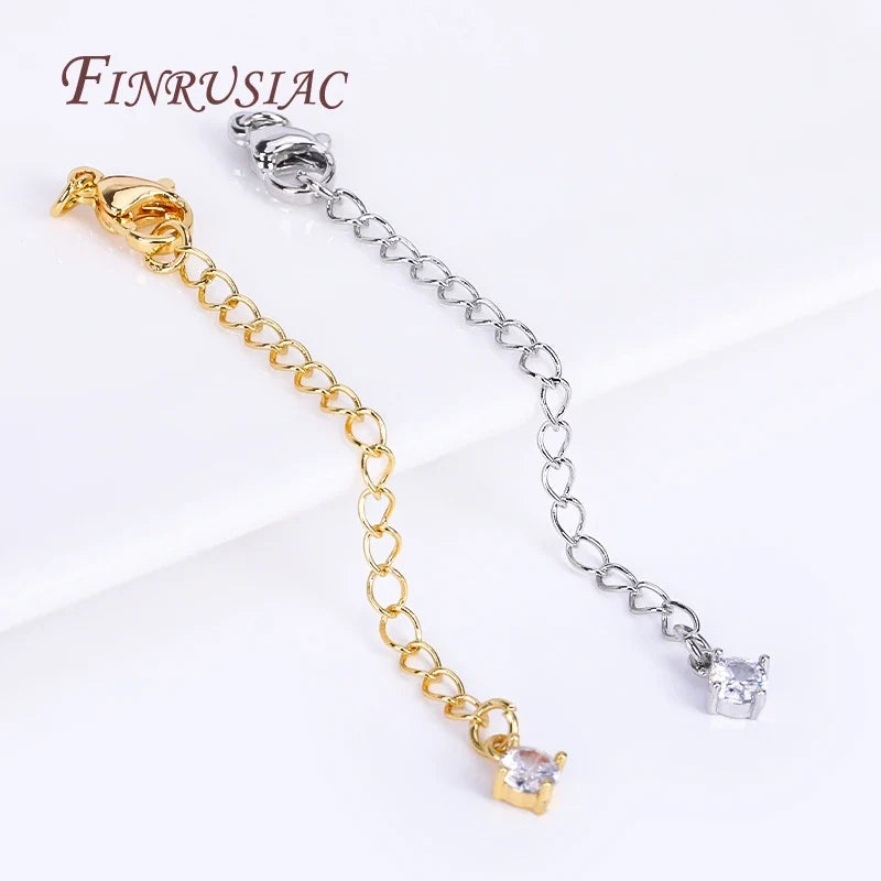 18K Gold Plated Brass Extension Chain Lobster Clasp – 8 Styles