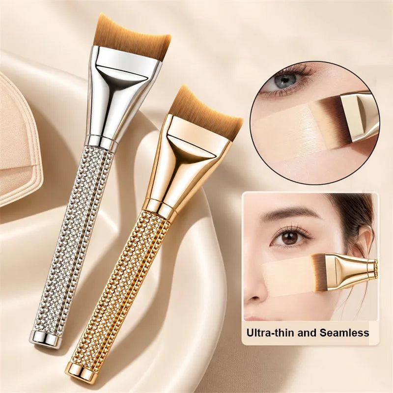 Ultra Thin Crescent Foundation Brush | Rhinestone Handle