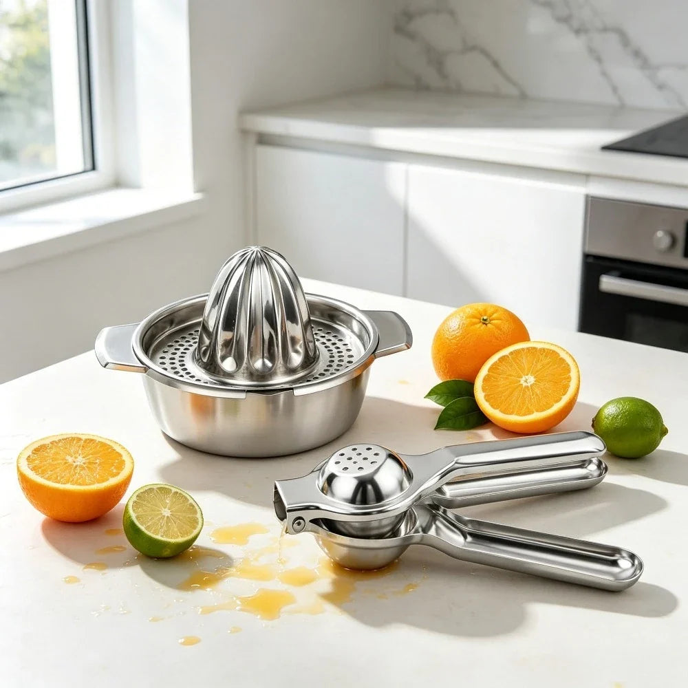 2-Piece Stainless Steel Lemon Squeezer & Citrus Juicer Set