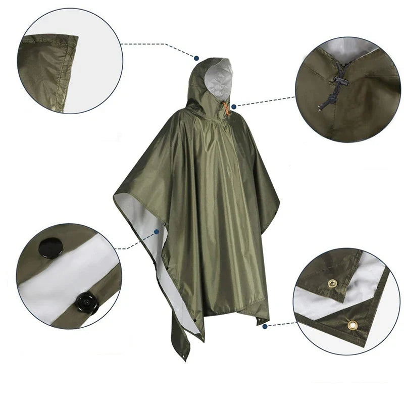 Heavy Duty Waterproof Rain Poncho – Lightweight Camping Raincoat