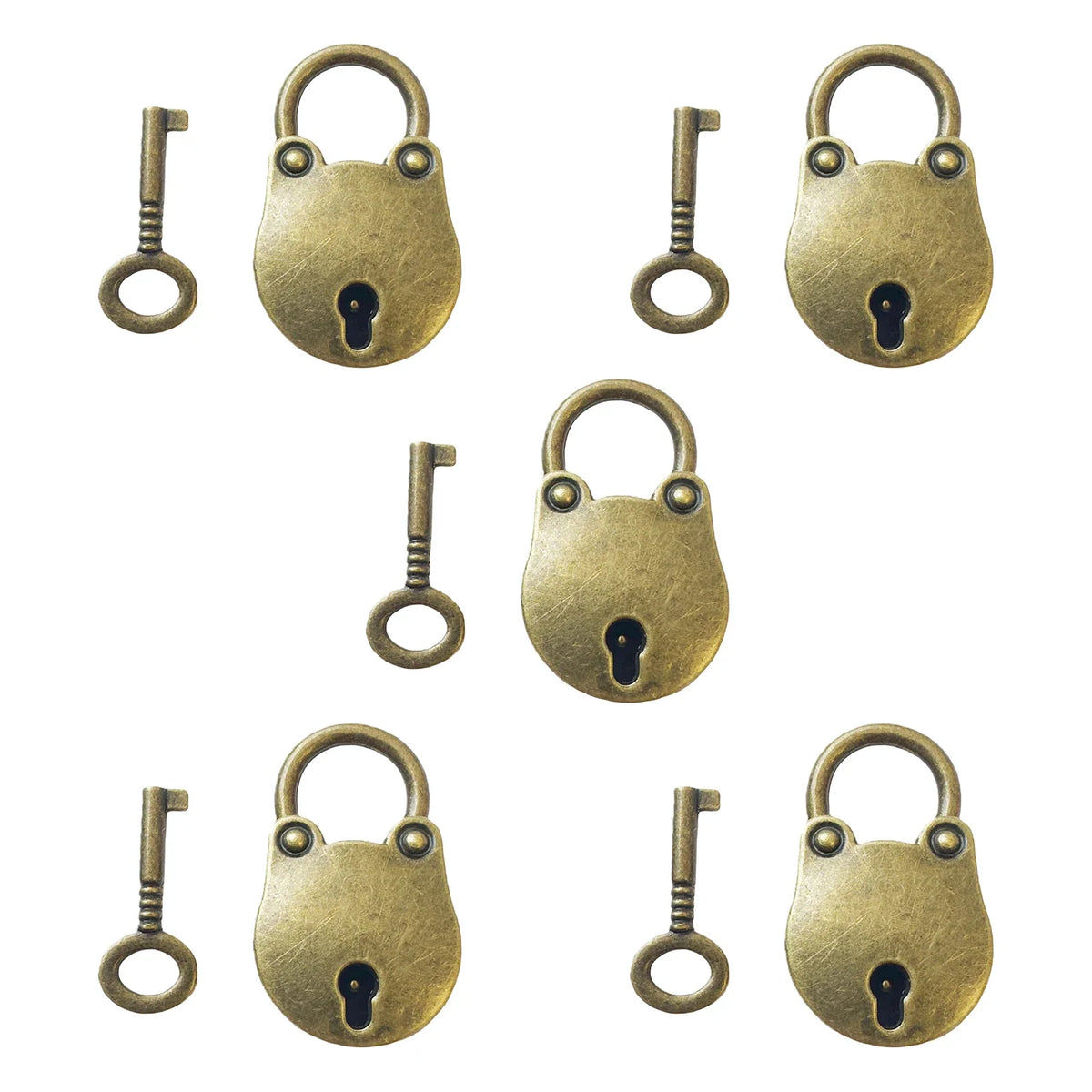 Vintage Bear Head Padlock with Key | Antique Bronze Mini Lock Set