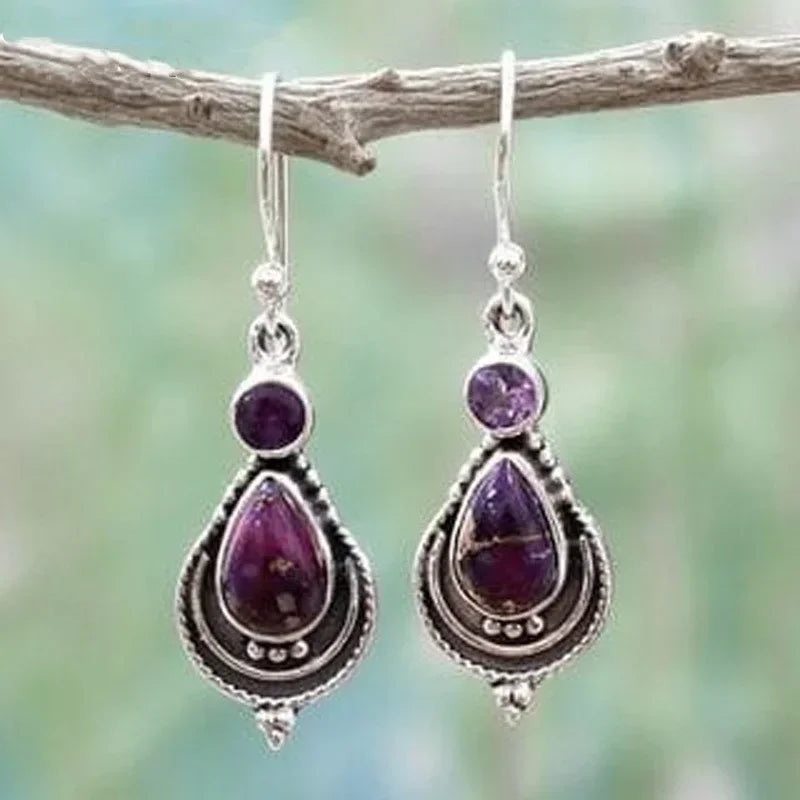 Zircon Moonstone Purple Agate Dangle Earrings – Hypoallergenic