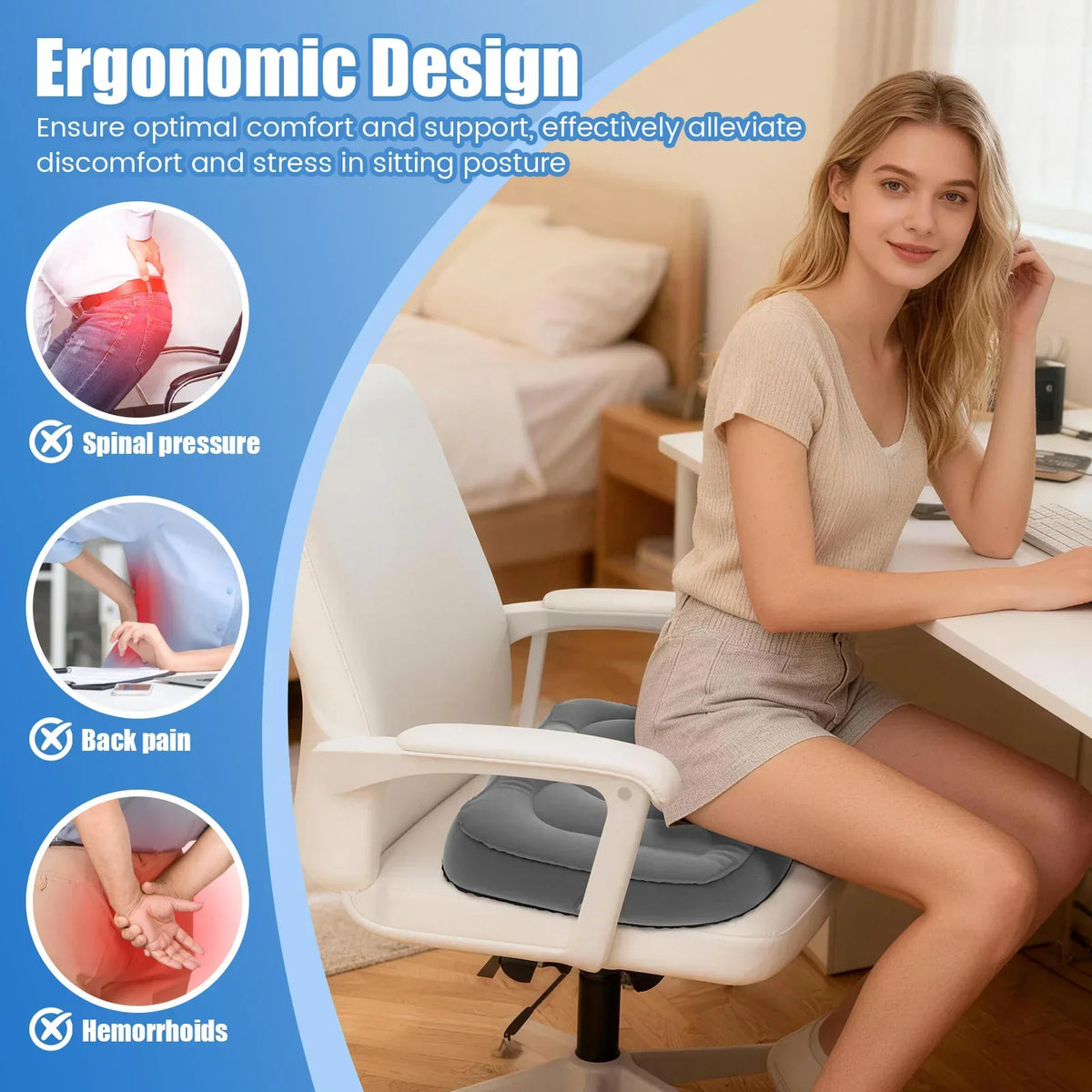 Inflatable Seat Cushion – Portable Ergonomic Support Cushion
