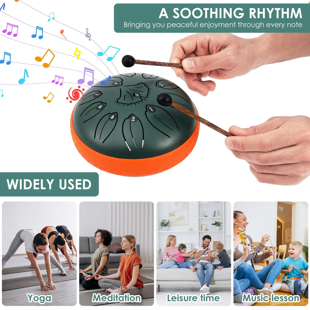 Steel Tongue Drum 11-Key Portable Hand Pan – Yoga & Meditation