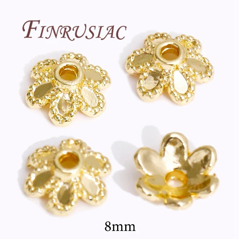 18K/14K Gold Plated Flower Bead Caps – DIY Jewelry Spacers