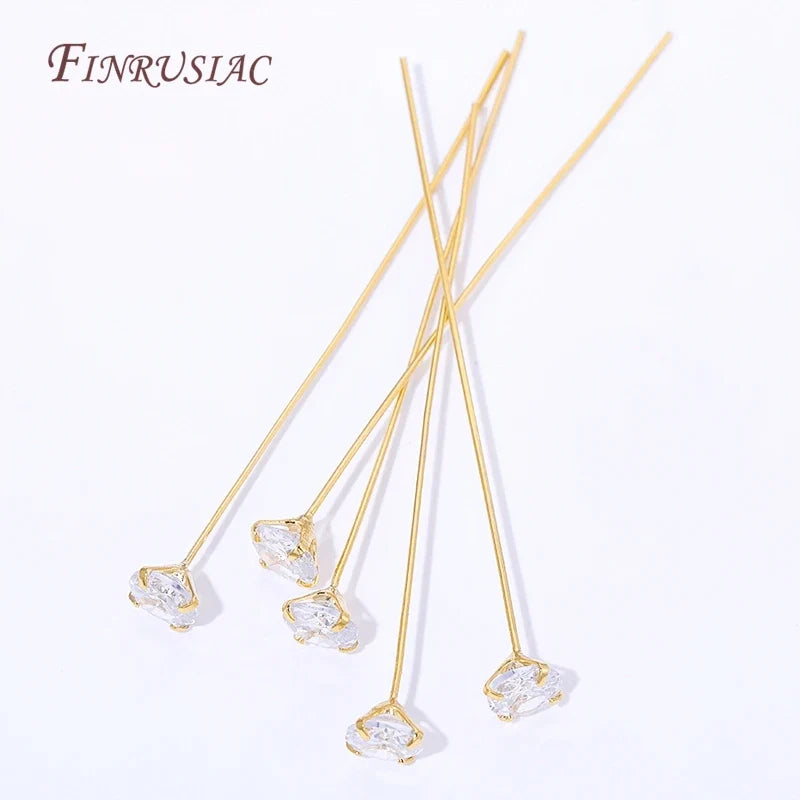 18K Gold Plated CZ Head Pins 3/4/5mm – DIY Jewelry Making