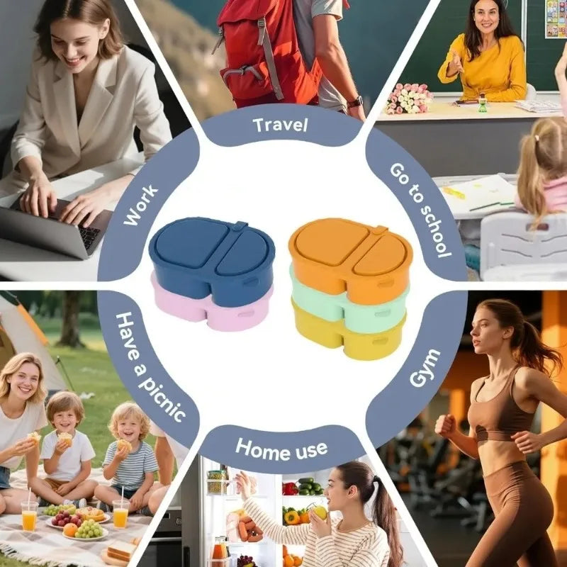 Silicone Lunch Box Double Compartment Snack Container | Nixie