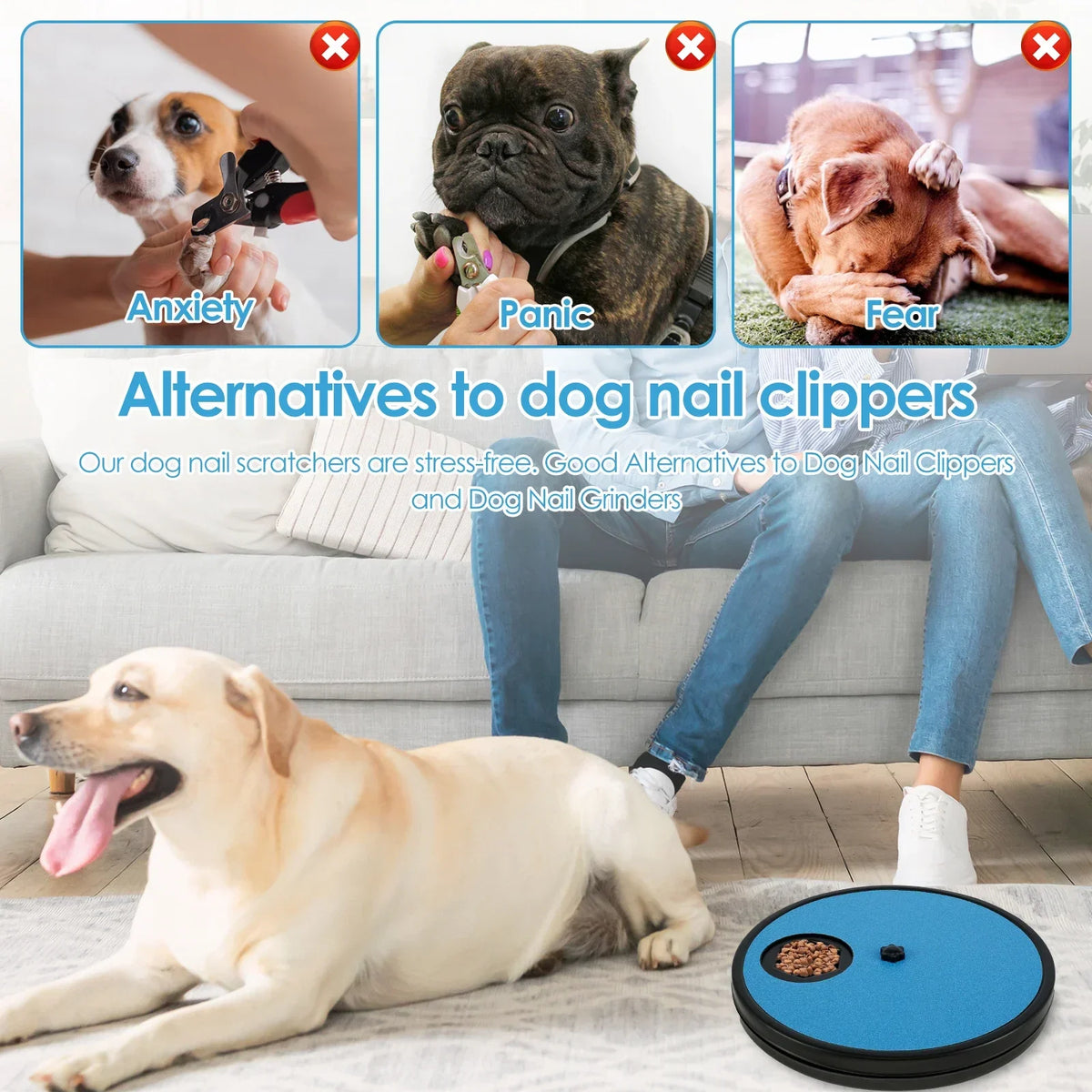 Rotatable Dog Nail Scratcher Board with 6 Food Compartments