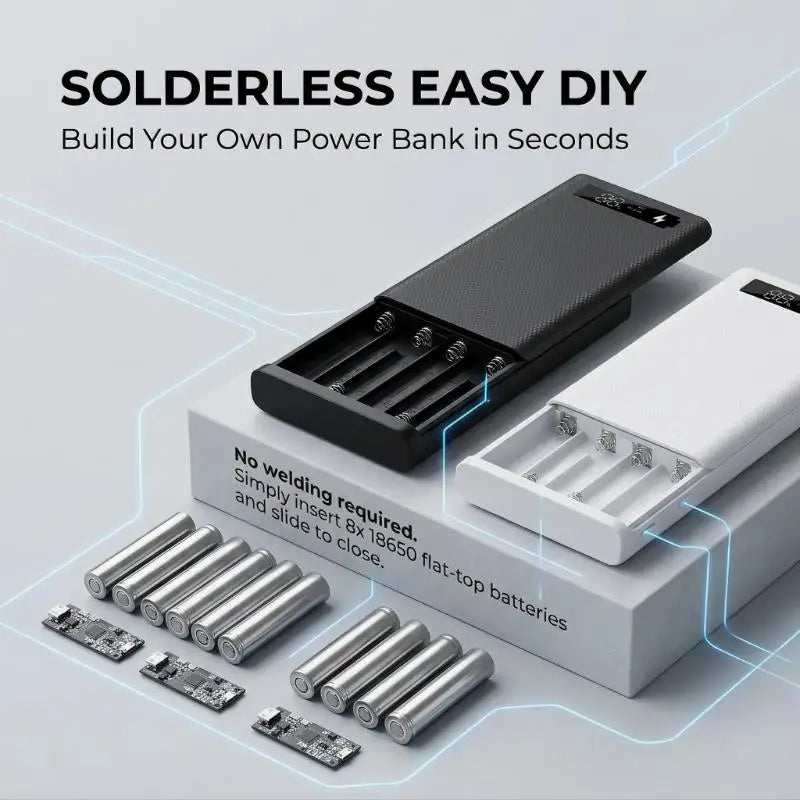 18650 Battery Case 8-Slot Solderless Enclosure with Display Window