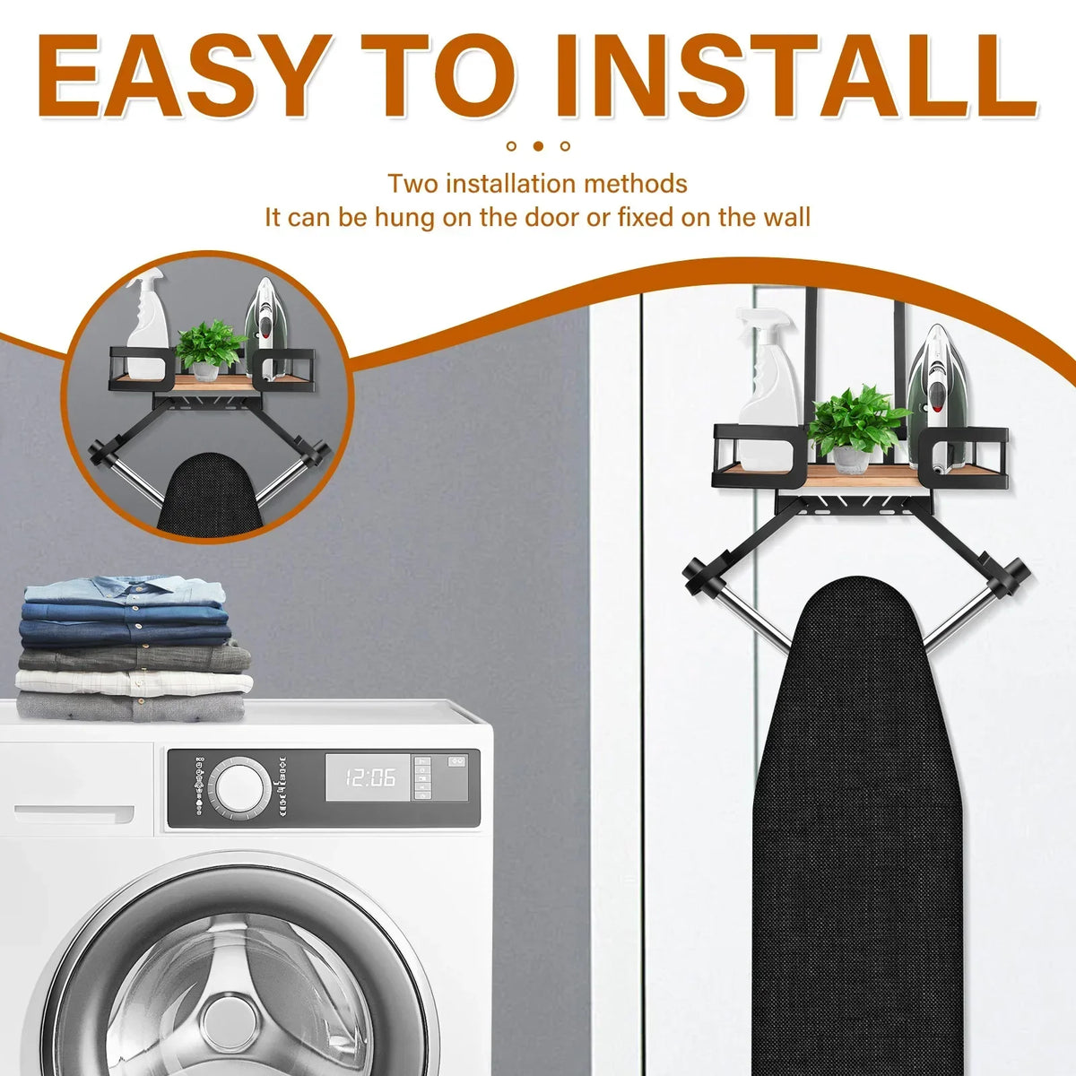 Wall Mount Ironing Board Holder – T & V Shape Storage Rack