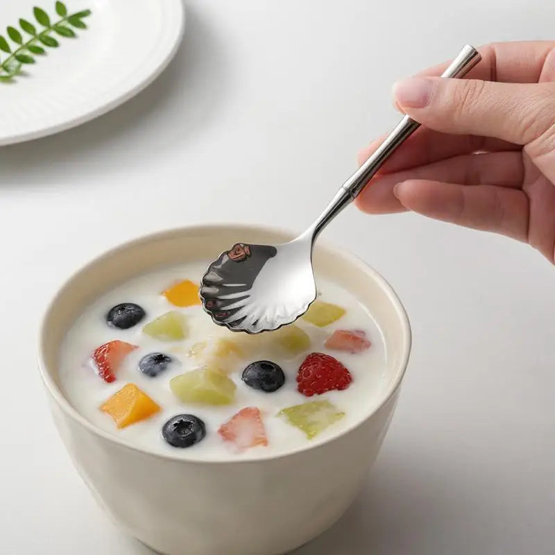 Seashell Stainless Steel Dessert Spoon – Tea & Wedding Gift